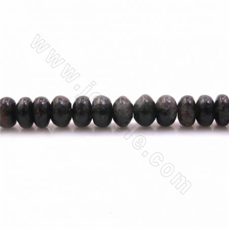 Fili di perle di labradorite nera naturale, Abacus, dimensione 4x6 mm, foro 0,9 mm, 15~16"/filamento
