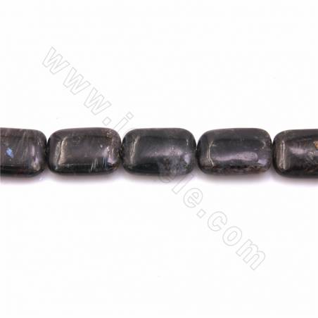 Fili di perle di labradorite nera naturale, rettangolo, dimensioni 18x13 mm, spessore 5 mm, foro 1,2 mm, 15~16"/filo