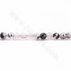 Fili di perle di quarzo rutilato nero naturale, rotondo sfaccettato, dimensioni 4mm, foro 0,9mm, 15~16"/filo