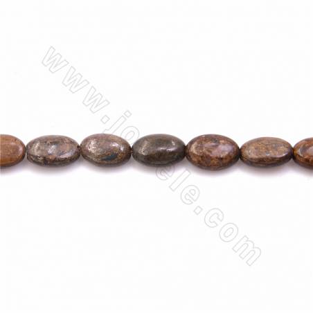 Fili di perle di pietra naturale di bronzite, piatto ovale, dimensioni 9x12 mm foro 1,2 mm, 15~16"/fil