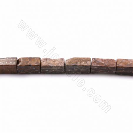 Grânulos Pedra de Bronzita Natural, Quadrado, Tamanho 8x16mm, Orifício 1.2mm, Comprimento 15~16"/pç