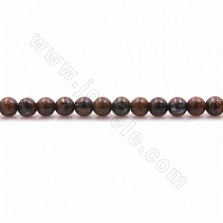 Rouleaux de perles en pierre naturelle de bronzite, ronde, taille 4mm, trou 0.9mm, 15~16"/rangée