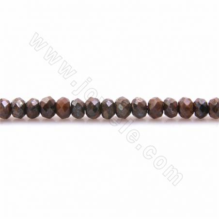 Rouleaux de perles en pierre naturelle de bronzite, abaque à facettes, taille 3x3mm, trou 0.9mm, 15~16"/rangée