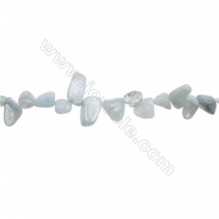 Perles Aigue-marine en forme irrégulière sur fil Taille 4~6mm x9~15mm trou 1mm x1fil 15~16"