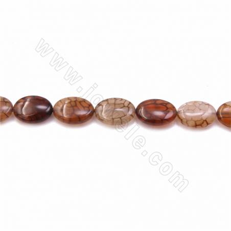 Rouleaux de perles d'agate naturelle de veines de dragon, ovale plat, taille 10x14mm, trou 1.2mm, 15~16"/rangée