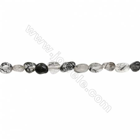 Perles Quartz Rutile en forme irrégulière sur fil Taille 4~7mm x6~10mm trou 1mm x1fil 15~16"