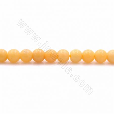 Grânulos Jade Amarelo Natural, Redondo, Diâmetro 4mm, Orifício 0.9mm, Comprimento 15~16"/pç