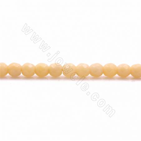 Natural Yellow Jade Beads Strand Faceted Round Diameter 4mm Hole 0.9mm 15~16"/Strand