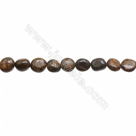 Perles Bronzite en forme irrégulière sur fil Taille 5~7mm x6~8mm trou 1mm x1fil 15~16"