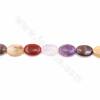 Fili di perle di quarzo naturale multicolore, ovale piatto, dimensioni 10x14mm, foro 0,9 mm, 15~16"/filare