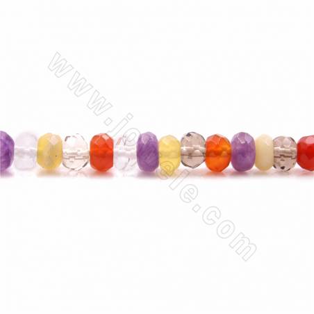 Rouleaux de perles de quartz naturel multicolore, Abacus (facettes), taille 4x5mm, trou 0.9mm, 15~16"/rangée