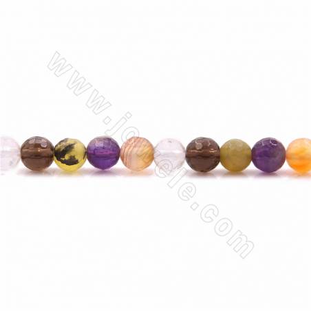 Natürliche mehrfarbige Quarzperlen Stränge, rund (facettiert), Größe 6  mm, Loch 0,9  mm, 15 ~ 16 "/ Strang