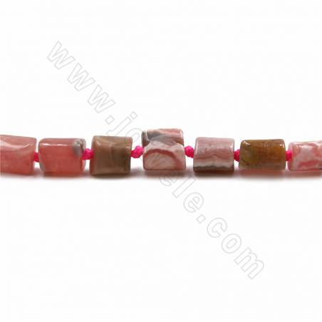 Fili di perle di rodocrosite naturale, cilindro irregolare, dimensioni 6x5 mm, foro 1 mm, 50 perle/filamento