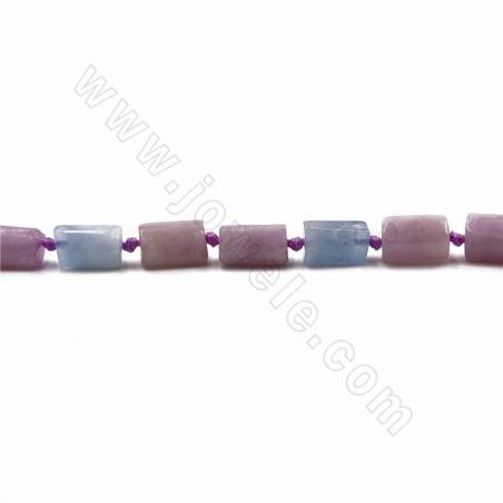 Fili di perle miste di Kunzite naturale e Acquamarina, cilindro irregolare, dimensioni 10x6 mm, foro 1 mm, 30 perle/filamento