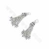 925 Thai Sterling Silver Tassel Pendants Charms Size 6x35mm Hole 3mm 10pcs/Pack