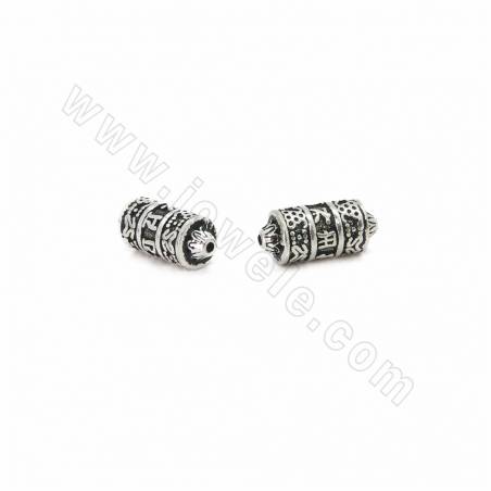 Perles en argent sterling thaïlandaises, cylindriques, taille 6x12mm, trou 0,7mm, 20pcs/pack
