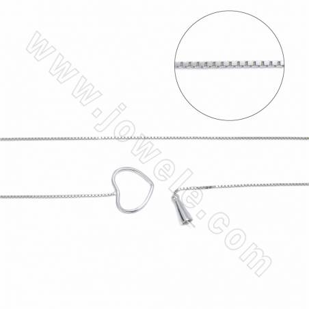 925銀鏈 白金 心形 長45釐米 寬1毫米 心形尺寸11x14毫米 針粗0.5毫米 托盤直徑4毫米 1條 可配半孔珠