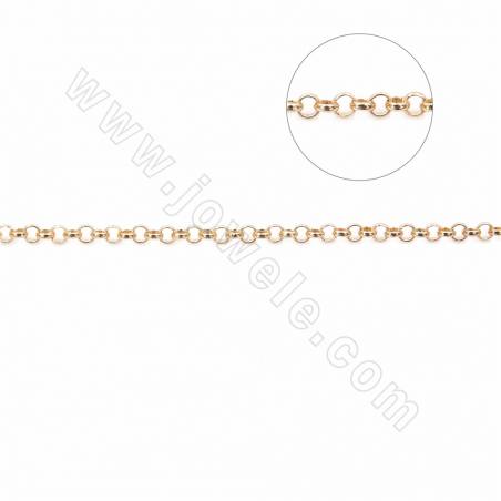 Rolo-Ketten aus Messing für die Herstellung von Halsketten und Armbändern, Breite 2,2 mm, Dicke 0,6 mm, Loch 1,2 mm, 1 Meter