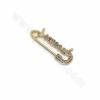 Brass Charms Connectors Cubic Zirconia Micro Pave Size 34x13mm Hole 1.5mm 6 pcs/Pack