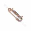 Brass Charms Connectors Cubic Zirconia Micro Pave Size 34x13mm Hole 1.5mm 6 pcs/Pack