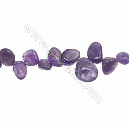 Perles Améthyste en forme irrégulière sur fil Taille 8~14mm x9~19m trou 1mm x1fil 15~16"