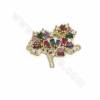 Brass Tree Charms Connectors Cubic Zirconia Micro Pave Size 18x24mm Hole 0.7mm 4 pcs/Pack