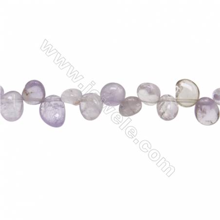 Perles Améthyste claire en forme irrégulière sur fil Taille 8~11mm x9~15mm trou 1mm x1fil 15~16"