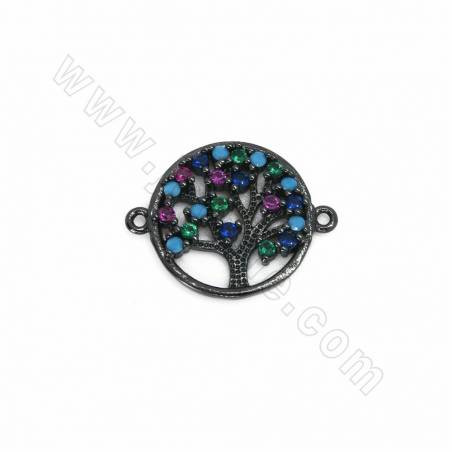 Brass Tree of Life Charms Connectors Cubic Zirconia Micro Pave Size 15x19mm Hole 0.7mm 10pcs/Pack