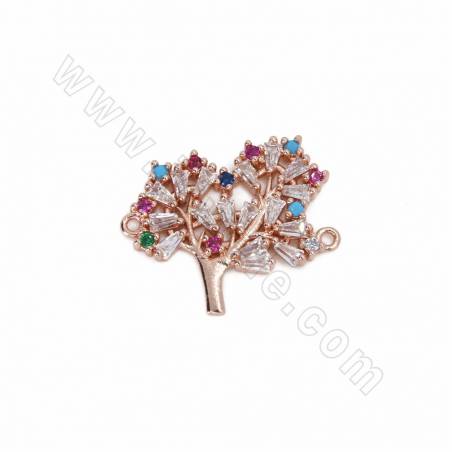 Brass Tree of Life  Charms Connectors Cubic Zirconia Micro Pave Size 20x24mm Hole 0.7mm 6pcs/Pack