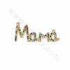 Brass Cubic Zirconia Micro Pave “MaMa” Charms Connectors Size 39X18mm Hole 0.7mm 4pcs/Pack