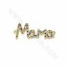 Brass Cubic Zirconia Micro Pave  “MaMa”  Charms Connectors Size 32X18mm Hole 0.7mm 6pcs/Pack