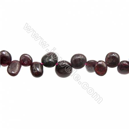 Perles Grenat en forme irrégulière sur fil Taille 7~9mm x8~12mm trou 1mm x1fil 15~16"