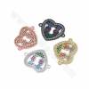 Brass Cubic Zirconia Micro Pave Heart Shape Charms Connectors  Size 19x25mm Hole 1.5mm 6 pcs/Pack