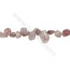 Perles Quartz de fraise en forme irrégulière sur fil Taille 5~11mm x7~13mm trou 1mm x1fil 15~16"