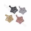 Brass Star Pendant Cubic Zirconia Micro Pave Size 29x22mm Hole 3.5x4.5mm 4pcs/Pack