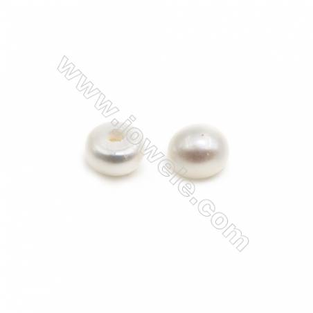 Grade AAA Demi-trou foré perles d'eau douce rondelle 4mm de diamètre 3.5 mm de l'épaisseur Trou 1.0mm 200perles/tablette