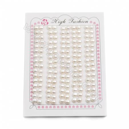 Fresh Water AAA Grade Half-Drilled Pearl Beads, Flat Back, Diameter 5~5.5mm, Hole 0.8mm, 160beads/pack