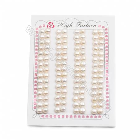 Fresh Water AAA Grade Pearl Half-Drilled Beads, Flat Back, Diameter 5.5~6mm, Hole 0.8mm, 120 beads/pack