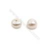 Fresh Water AAA Grade White Pearl Half-Drilled Beads  Flat Back   Diameter 6.5mm  Thickness 6mm  Hole 0.8mm  112beads/pack