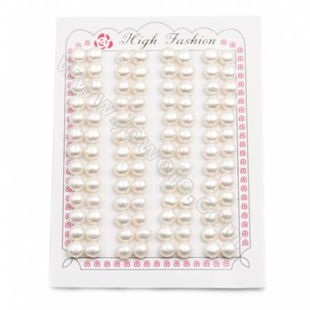 Fresh Water AAA Grade Pearl Half-Drilled Beads, Flat Back, Diameter 6.5~7mm, Hole 0.8mm, 104 beads/pack