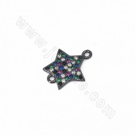 Brass Cubic Zirconia Micro Pave Star Charms Connectors Size 16x13mm Hole 1mm 10pcs/Pack