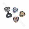 Breloques en laiton avec micro-perles en zirconium cubique, coeur, taille 20x19mm, trou 10x2mm, 2pcs/pack