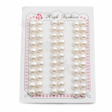 Granos de AAA agua dulce perla   medio-perforado   blanca   plano y redondo   Diámetro 8~8.5 mm   Agujero :0.8 mm