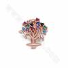Brass Tree Slide Charms Micro Pave Cubic Zirconia Size 14x13mm Hole 10x1.5mm 10pcs/Pack