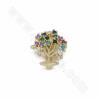 Brass Tree Slide Charms Micro Pave Cubic Zirconia Size 14x13mm Hole 10x1.5mm 10pcs/Pack