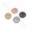 Brass Sun Slide Charms Micro Pave Cubic Zirconia Size 20x20mm Hole 10x1.5mm 4pcs/Pack
