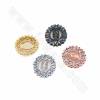 Brass Slide Charms Micro Pave Cubic Zirconia Size 21x20mm Hole 9x1mm 4pcs/Pack