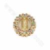Brass Slide Charms Micro Pave Cubic Zirconia Size 21x20mm Hole 9x1mm 4pcs/Pack