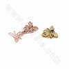 Brass Honey Bee Slide Charms Micro Pave Cubic Zirconia Size 21x20mm Hole 10x1.5mm 6pcs/Pack