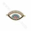 Brass Micro Pave Cubic Zirconia Eyes Charms Connectors Size 29x16mm Hole 0.7mm 4pcs/Pack